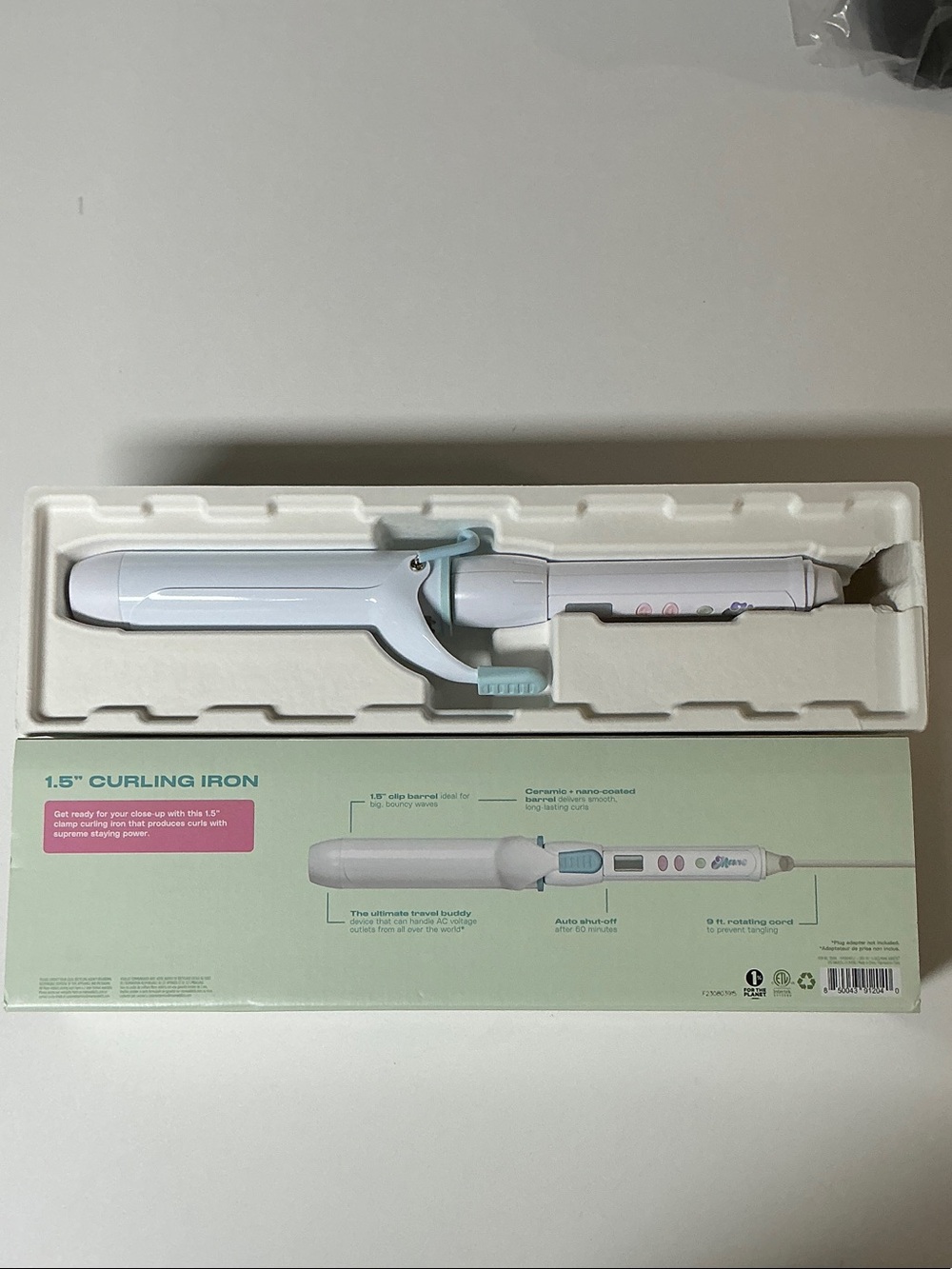 Shore 1.5" White Curling Iron - Picture 2 of 3